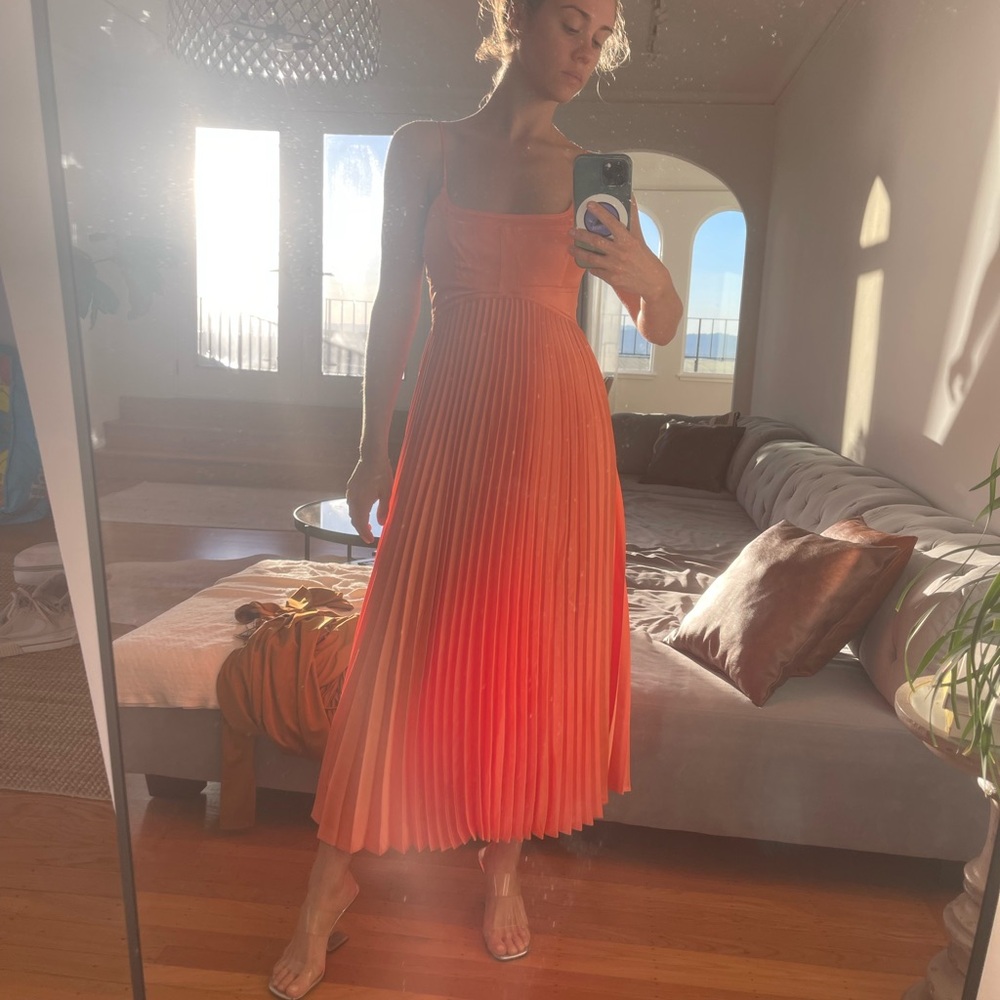 House of Harlow 1960 Vibrant Orange Midi Dress